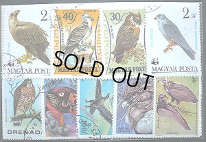 画像1: 世界の鳥、フクロウ切手、タカ切手などセット50
