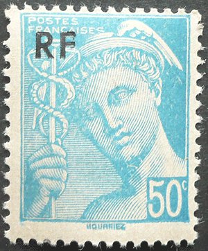 画像1: フランス切手　1944年　ローマ神話　メルクリウス　50　普通切手シリーズ