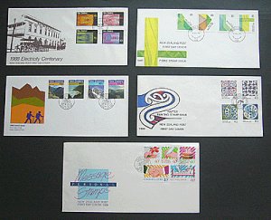 画像1: ニュージーランド切手 1987/88年 FDC封筒5枚【切手と記念印スタンプが付いた記念封筒】