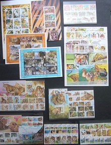他の写真1: 世界 ライオン トラ チーター ネコ科 動物 切手 セット