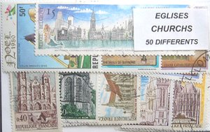 画像1: 世界の教会切手 セット50