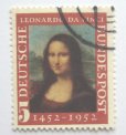 画像2: ドイツ切手　1952年　モナリザ　レオナルド・ダ・ビンチ誕生　1種 (2)