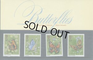 画像1: そのまま飾れる黒台紙付 【プレゼンテーションパック】イギリス切手　1981年イギリスの蝶4種