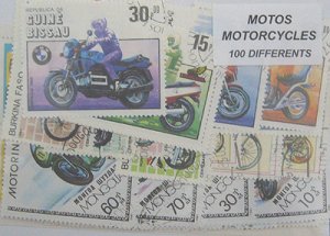 画像1: 世界　オートバイ　バイク 切手100