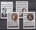 北朝鮮切手　1994年　音楽　モーツァルト　ベートーヴェン　など　楽譜　4種