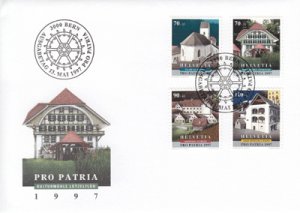 画像1: スイス切手 1997年　社会福祉　文化財と風景　リッツェルフリュ-の水車　FDC 【切手と記念印スタンプが付いた記念封筒】