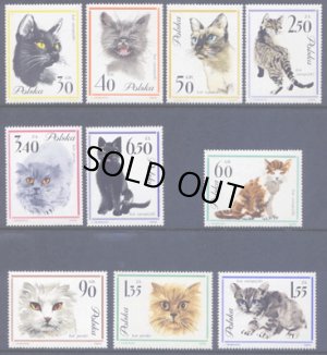 画像1: ポーランド切手　1964年　猫　ネコ　10種