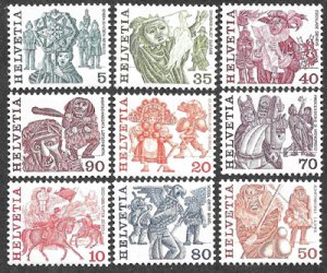 画像1: スイス切手 1977年　民族　行事　9種