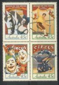 オーストラリア切手　1997年　サーカス　150周年　4種