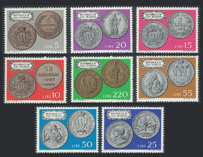 画像1: サンマリノ切手　1972年　サンマリノ硬貨の歴史　コイン　8種