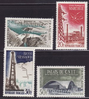 画像1: フランス切手　1959年　マルクール原子力センター　技術近代化　4種
