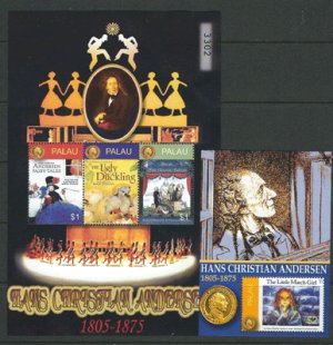 画像2: パラオ切手　2005年　アンデルセン　4種　童話　みにくいアヒルの子　マッチ売りの少女　シート　セット