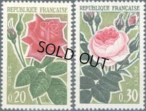 画像1: フランス切手　1962年　バラの花　新種　原種　2種