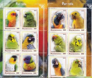 画像1: モーリタニア切手 2018年　インコ　鳥　12種　2シートセット