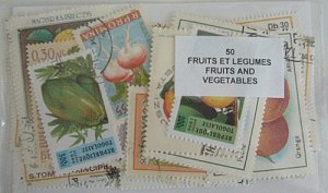 画像1: 世界 果物 野菜 切手セット50
