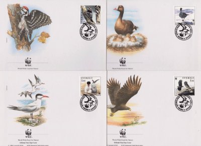 画像2: スウェーデン切手　1994年　WWF 世界自然保護基金　FDC　4枚セット  【切手と記念印スタンプが付いた記念封筒】