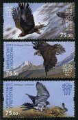 画像1: キルギス切手　2015年　伝統的なキルギスの狩猟  鷹　鳥　3種　小型シート (1)
