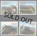 キューバ切手 2003年　鳥　エコツーリズム　クビワスズメ　バラコア　グランマ号上陸記念国立公園　ホシメキシコインコ　キューバキヌバネドリ　キューバアオゲラ　4種