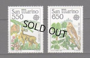 画像1: サンマリノ切手　1986年　鳥　チョウゲンボウ　ノロジカ　環境保護　ヨーロッパ切手 2種