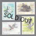 オーストラリア切手1991オーストラリアの水鳥　コクチョウ セイタカコウ  ロウバシガン  アオクビコガモ 4種
