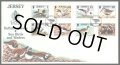ジャージー島 切手　1997年　鳥　 ウミアイサ　ハマシギ　ユリカモメ　アジサシ　8種　【切手と記念印スタンプが付いた記念封筒】