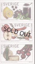 スウェーデン切手　2005年　美食　リンゴ　レモン　3種