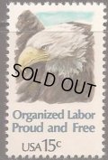 アメリカ切手 1980年　アメリカハクトウワシ　組織労働　1種