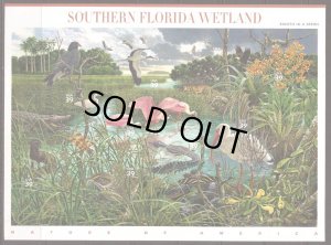 画像1: アメリカ切手 2006年　南部フロリダ湿原　ベニヘラサギ　鳥　木　シート