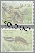 オーランド切手　2002年　自然保護　ヨーロッパナメラ　ホクオウクシイモリ 　2種