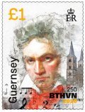 ガーンジー島切手 　2020年　ルートヴィヒヴァン・ベートーヴェン　生誕250周年　1種