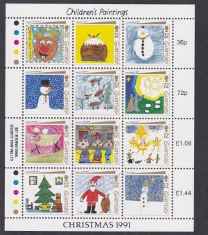 画像1: ガーンジー島切手 1991年　児童画　クリスマス　12種　シート