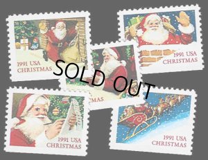 画像1: アメリカ切手  1991年　クリスマス　サンタ　5種
