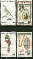 画像1: メキシコ切手　1981年　鳥　アボカド　マネシツグミ　メキシコキヌバネドリ　4種 (1)