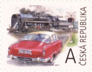画像1: チェコ切手　2017年　歴史的な乗り物　蒸気機関車　車　鉄道　1種