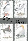 イギリス切手　1989年　鳥　パフィン　4種