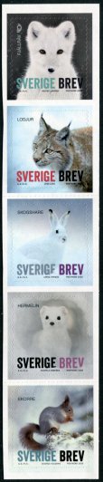 画像2: スウェーデン切手　2020年　冬の動物　ユキウサギ　5種　 (2)