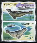 フェロー諸島切手　1992年　アザラシ　海洋生物　2種