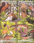 ベルギー切手 2004年 森林週間　キノコ　鳥　動物　4種　シート