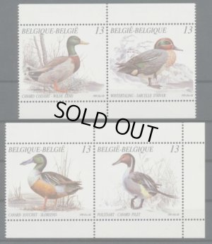 画像1: ベルギー切手 1989年 カモ　鳥　4種　