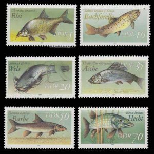 画像1: 東ドイツ　DDR切手 1987年 　魚　淡水魚　ブリーム　6種