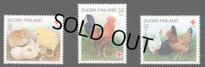 画像1: フィンランド切手　1996年　ひよこ　鶏　赤十字　寄付金付き　3種