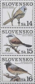 スロバキア切手　1999年 自然保護   歌う 鳥 3種