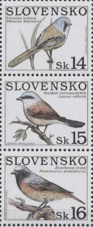画像1: スロバキア切手　1999年 自然保護   歌う 鳥 3種