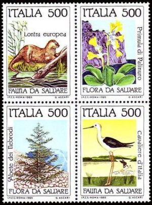 画像1: イタリア切手　1985年　自然保護　鳥　セイタカシギ　4種