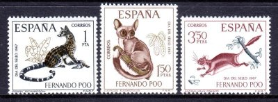 画像1: フェルナンド・ポー切手　1967年　動物　アフリカリンサン  3種