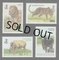 スワジランド切手　2000年　在来の大型動物 　サイ　4種