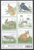 フィンランド切手 2004年　ウサギ　リス　鳥　森の動物たち　6種　小型シート