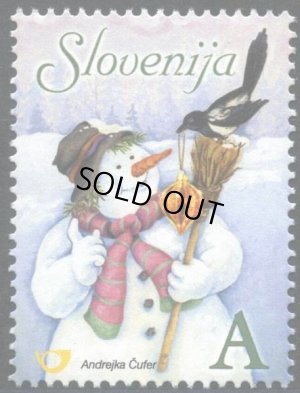画像1: スロベニア切手　2006年　クリスマス　鳥　雪だるま　1種