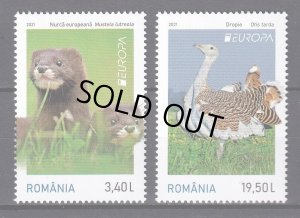 画像1: ルーマニア切手　2021年　鳥　ノガン　ヨーロッパ（C.E.P.T.）絶滅危惧種　2種