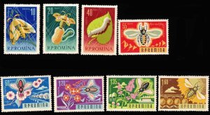 画像1: ルーマニア　1963年　養蜂と養蚕　蜂　昆虫　花　8種